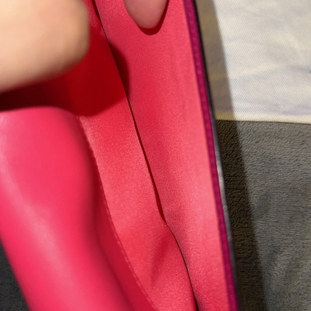 Christian Dior wallet on a chain pink n orange leather excellent condition.